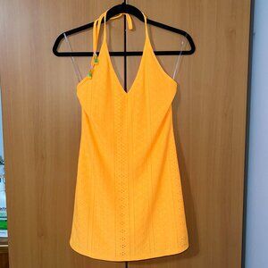Bright Orange Halter Dress